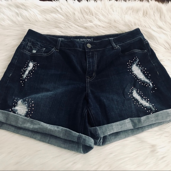 Lane Bryant Pants - 💙 Cuffed Denim Shorts w Bead Embellishments
